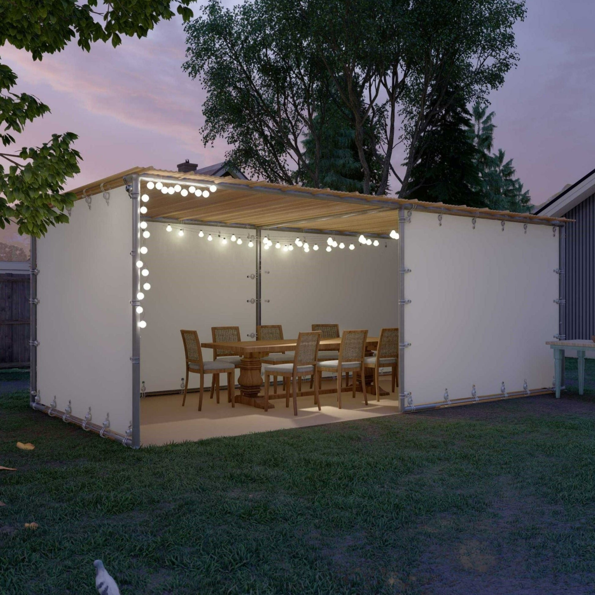 Sasiest to build Sieger Sukkah kit with kosher Schach bamboo mats